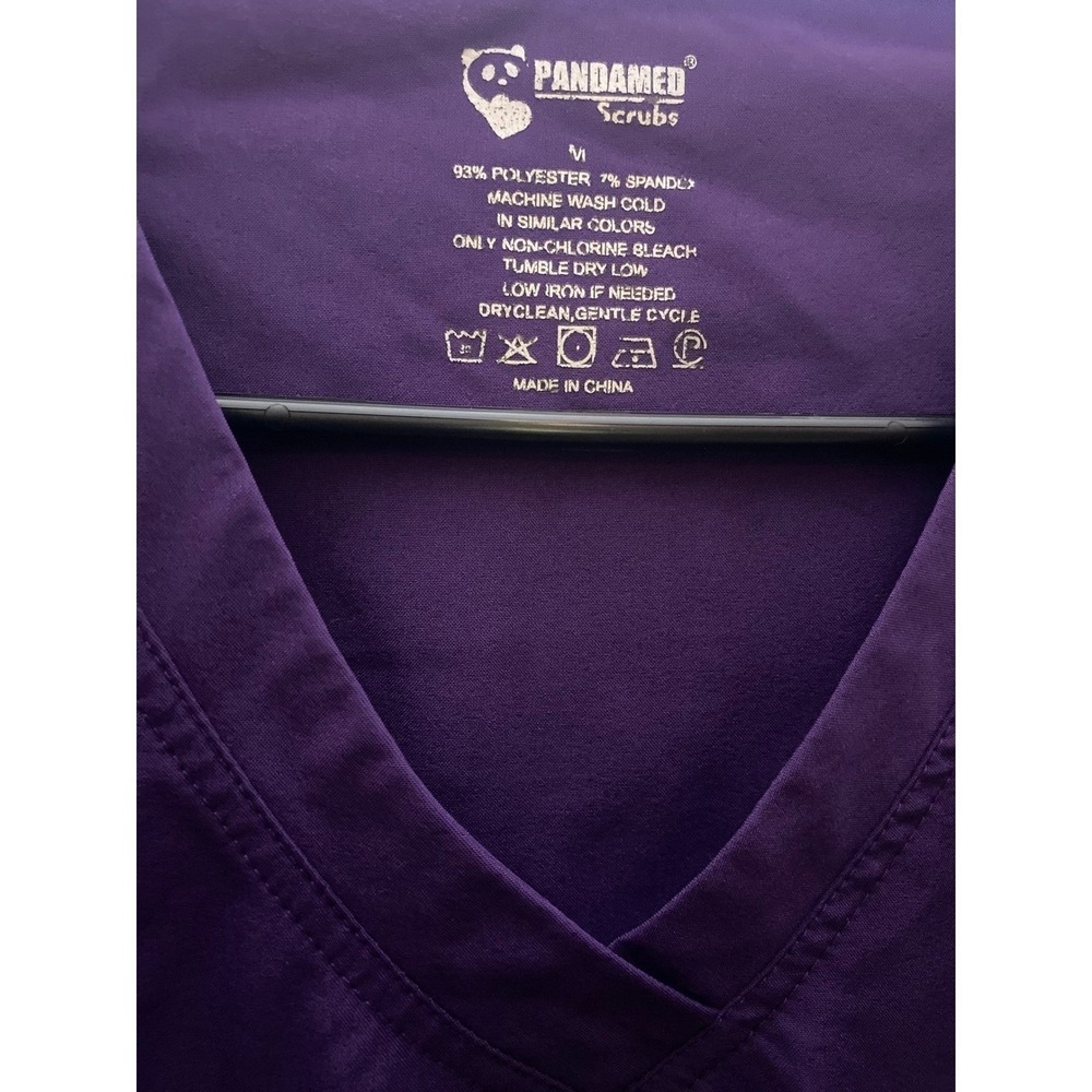 PandaMed Purple Scrubs V Neck Short Sleeve Top Womens Size Medium - Picture 3 of 4